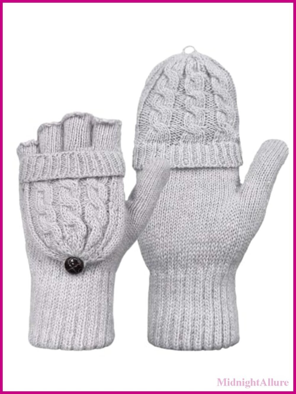 Wool Knit Convertible Fingerless Mittens Flip Top Thermal Winter Gloves